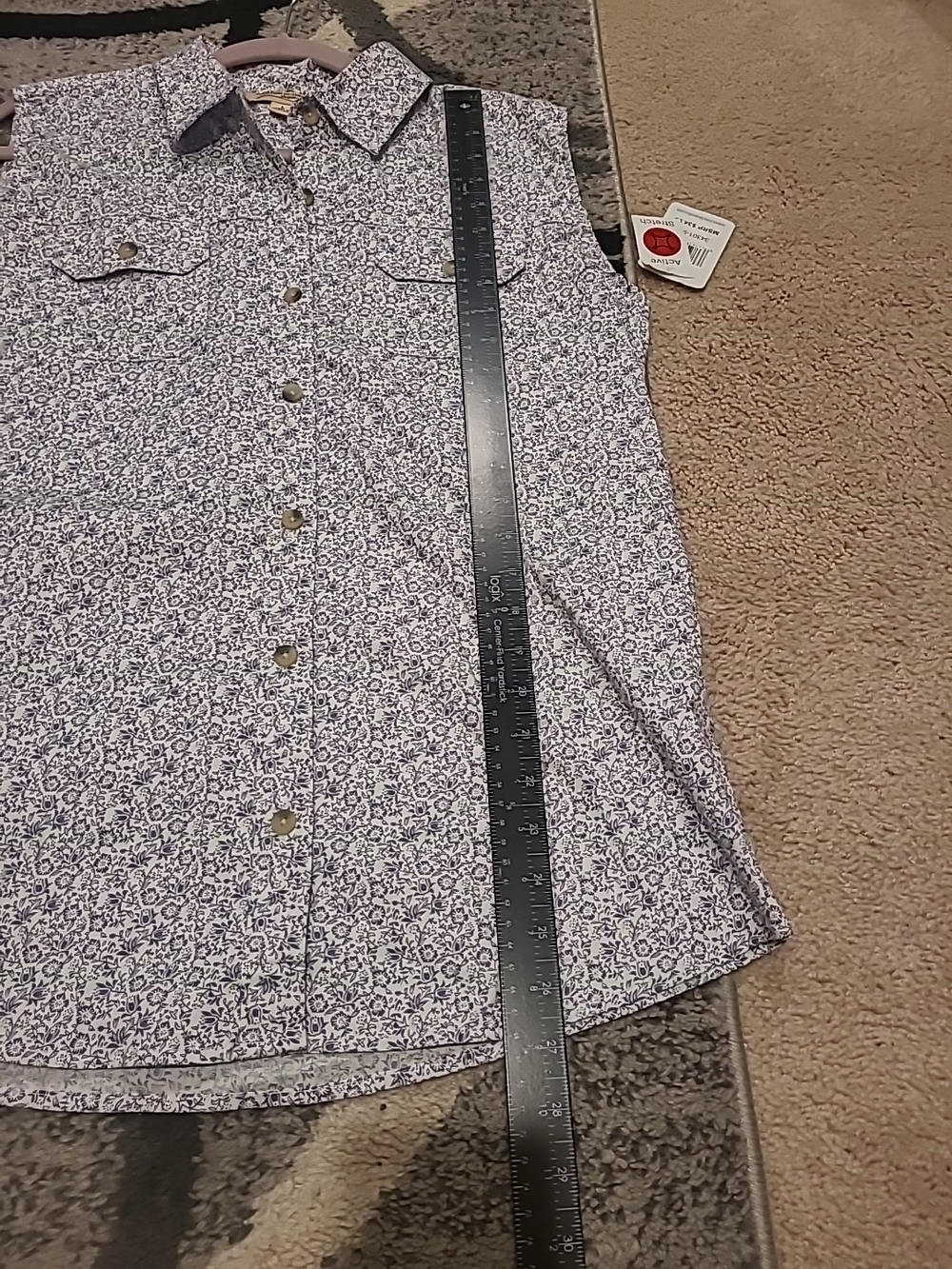 Canyon Guide Outfitters Women L Gray Floral Cotton Stretch Sleeveless Shirt NWT - Picture 11 of 14